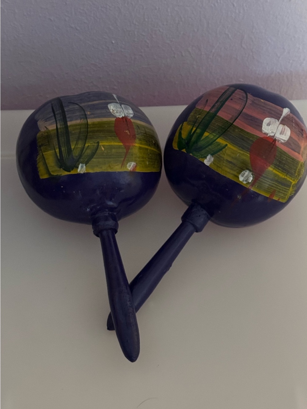 Mexico Hand-Painted Wooden Maracas